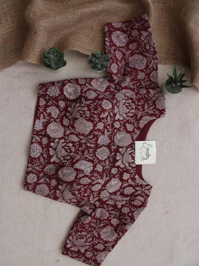 Maroon Block - print Blouse - Eternity by Sakshi