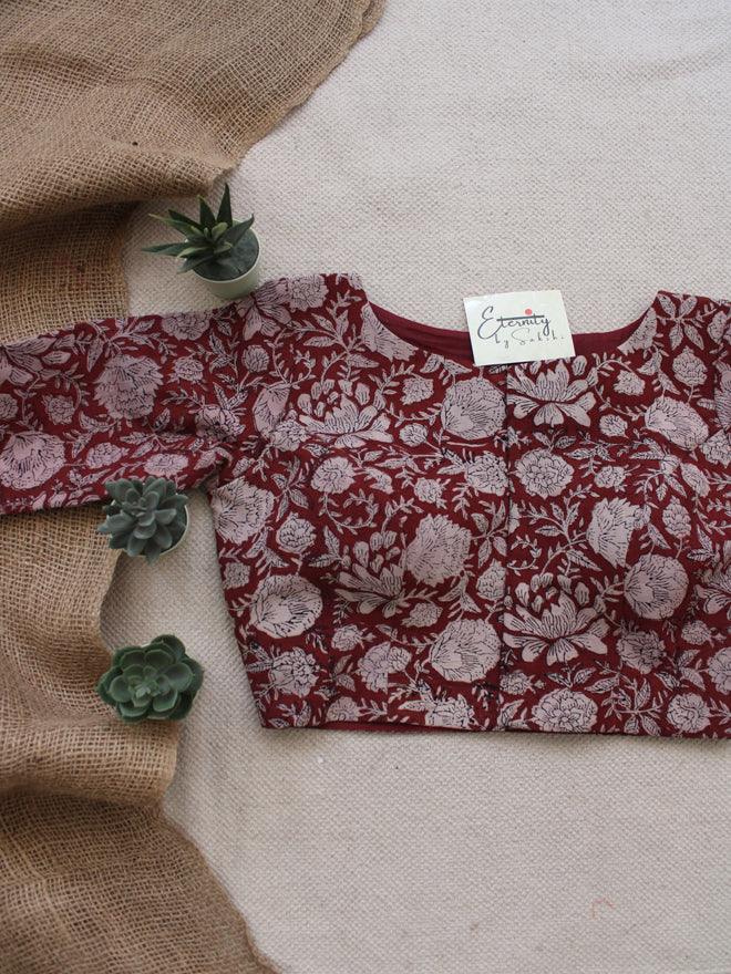 Maroon Block - print Blouse - Eternity by Sakshi