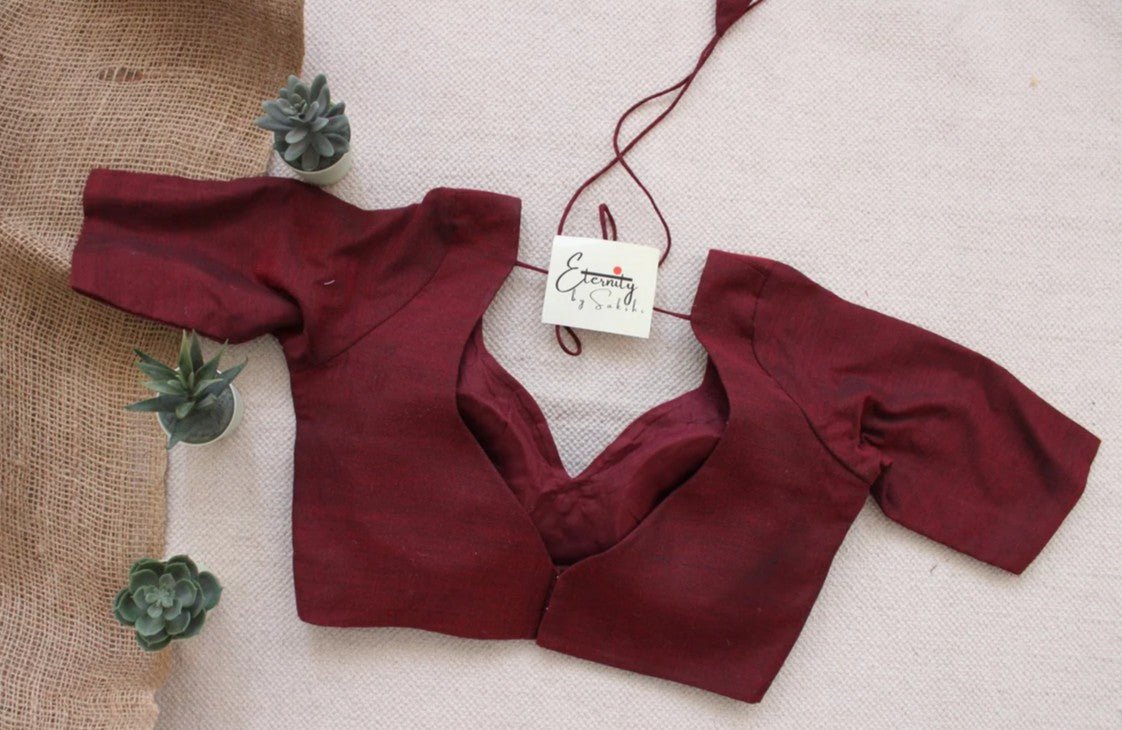Mehendi Green Varnika Saree + Maroon Madhubala With Sleeves Blouse Combo - Eternity by Sakshi