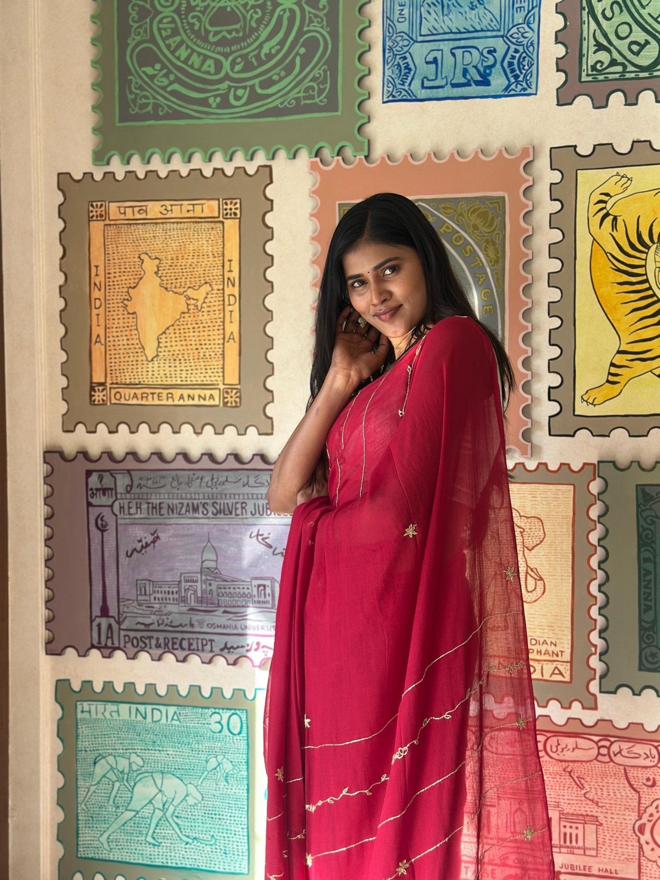 Maroon Noor Saree - Eternity by Sakshi