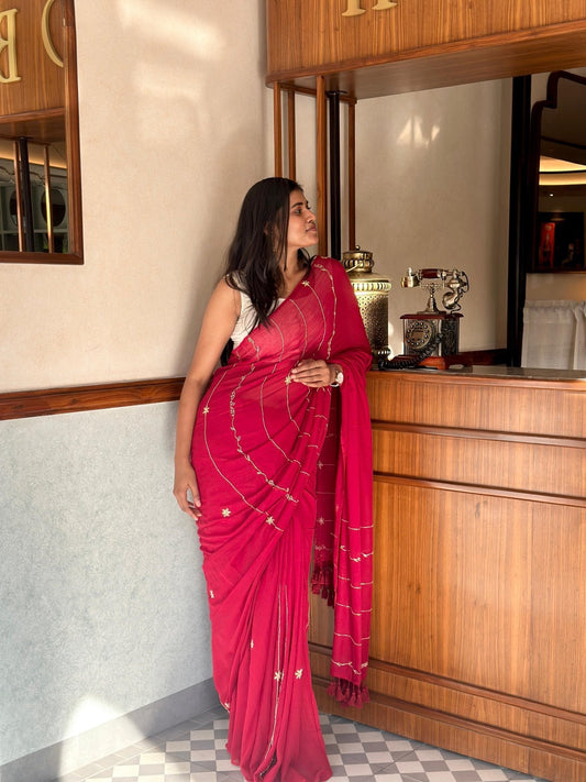 Maroon Noor Saree - Eternity by Sakshi