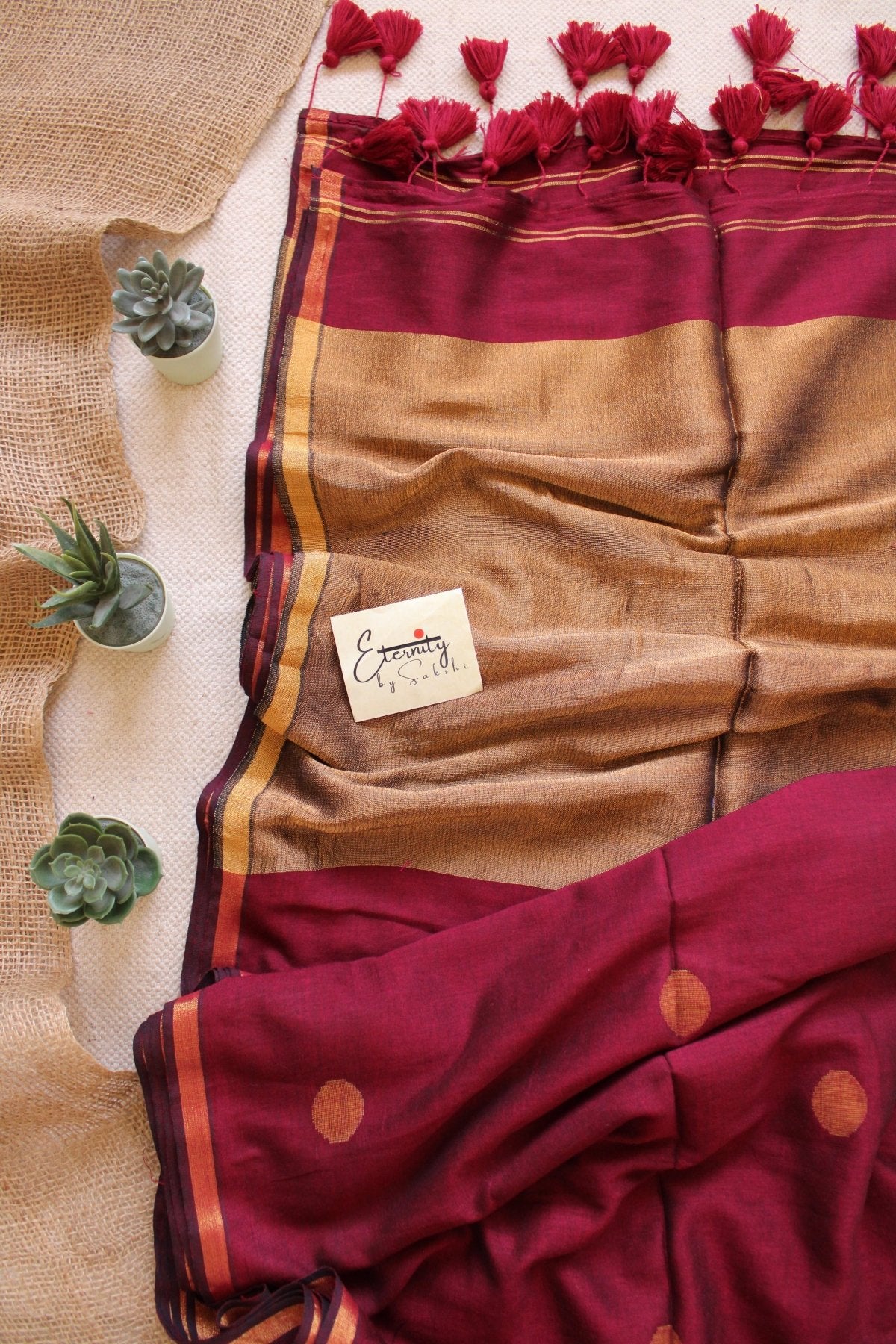 Maroon Polka Saree - Eternity by Sakshi