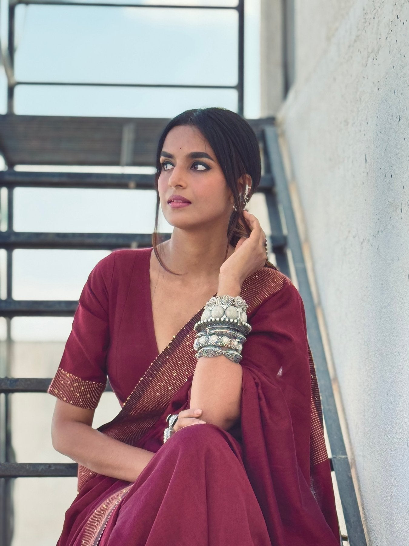 Maroon Shakti saree - Eternity by Sakshi