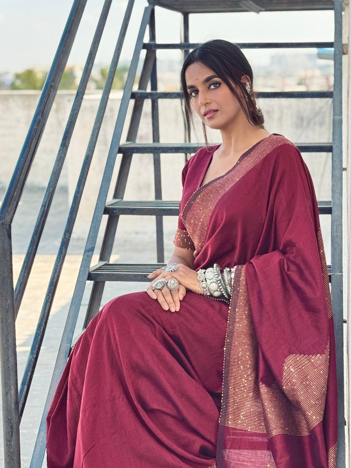 Maroon Shakti saree - Eternity by Sakshi