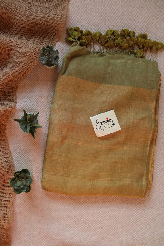 Mehendi Green Raina Linen Saree - Eternity by Sakshi