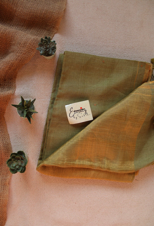 Mehendi Green Raina Linen Saree - Eternity by Sakshi