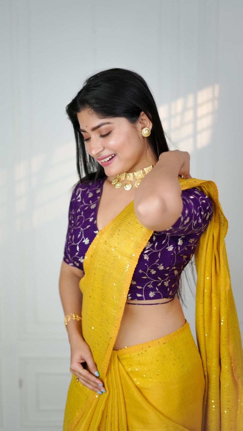 Metallic Yellow Shakti Saree - Eternity by Sakshi