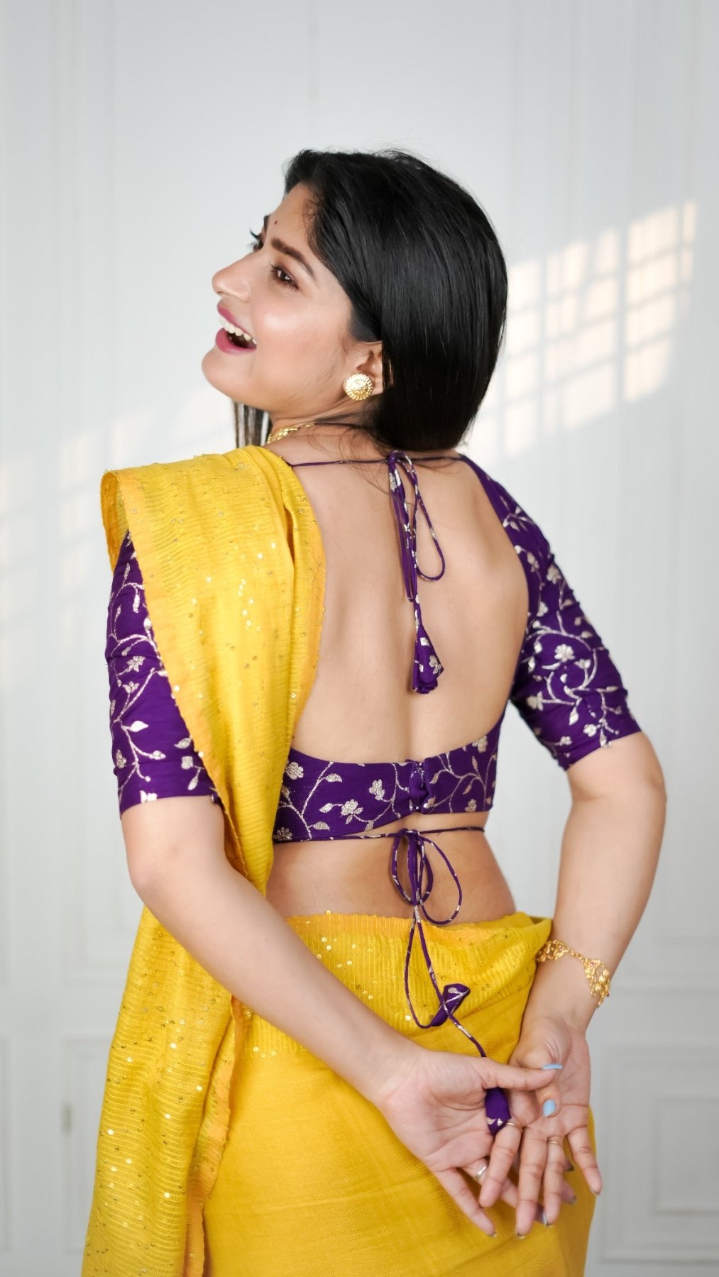 Metallic Yellow Shakti Saree - Eternity by Sakshi