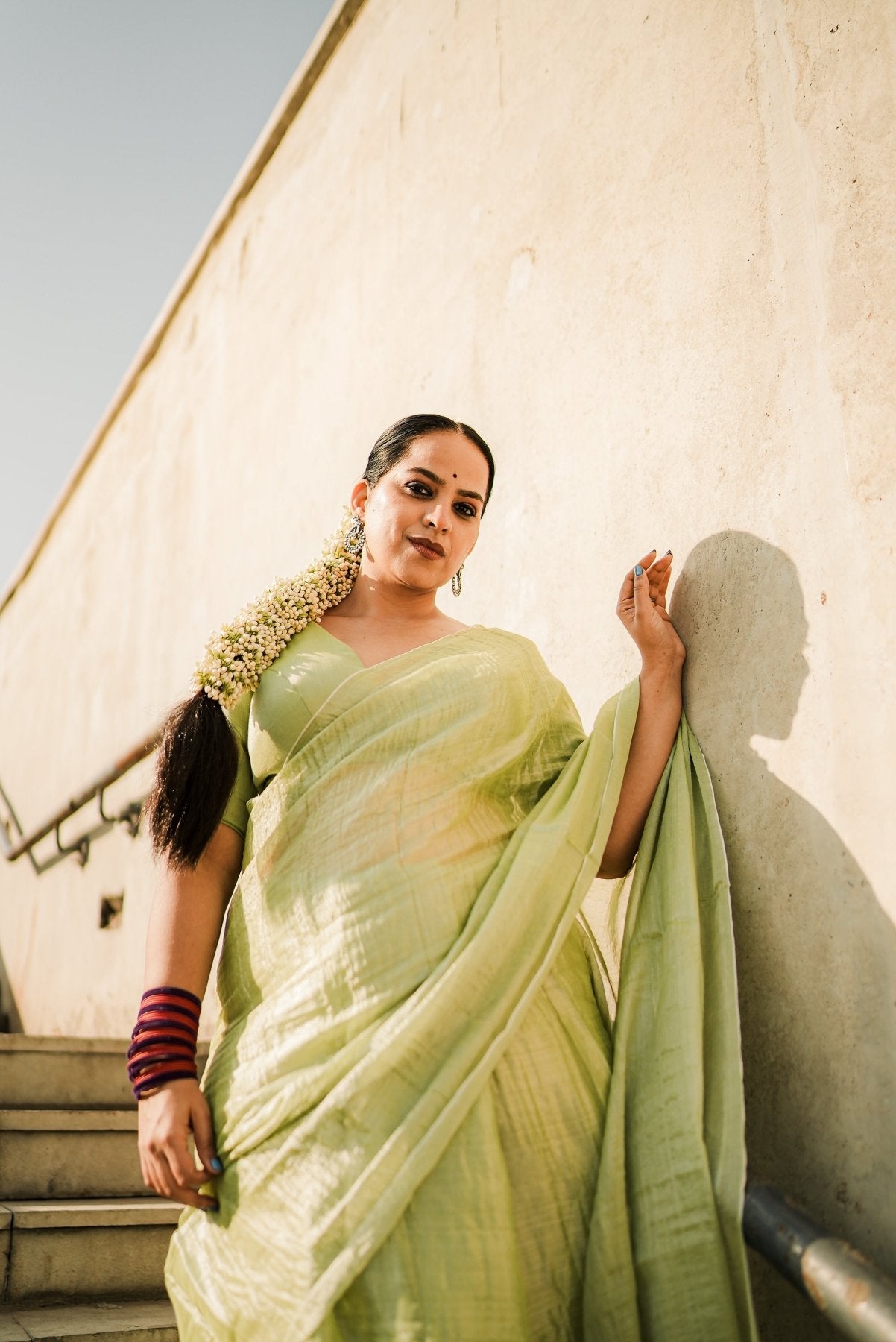 Mint Molten Saree - Eternity by Sakshi