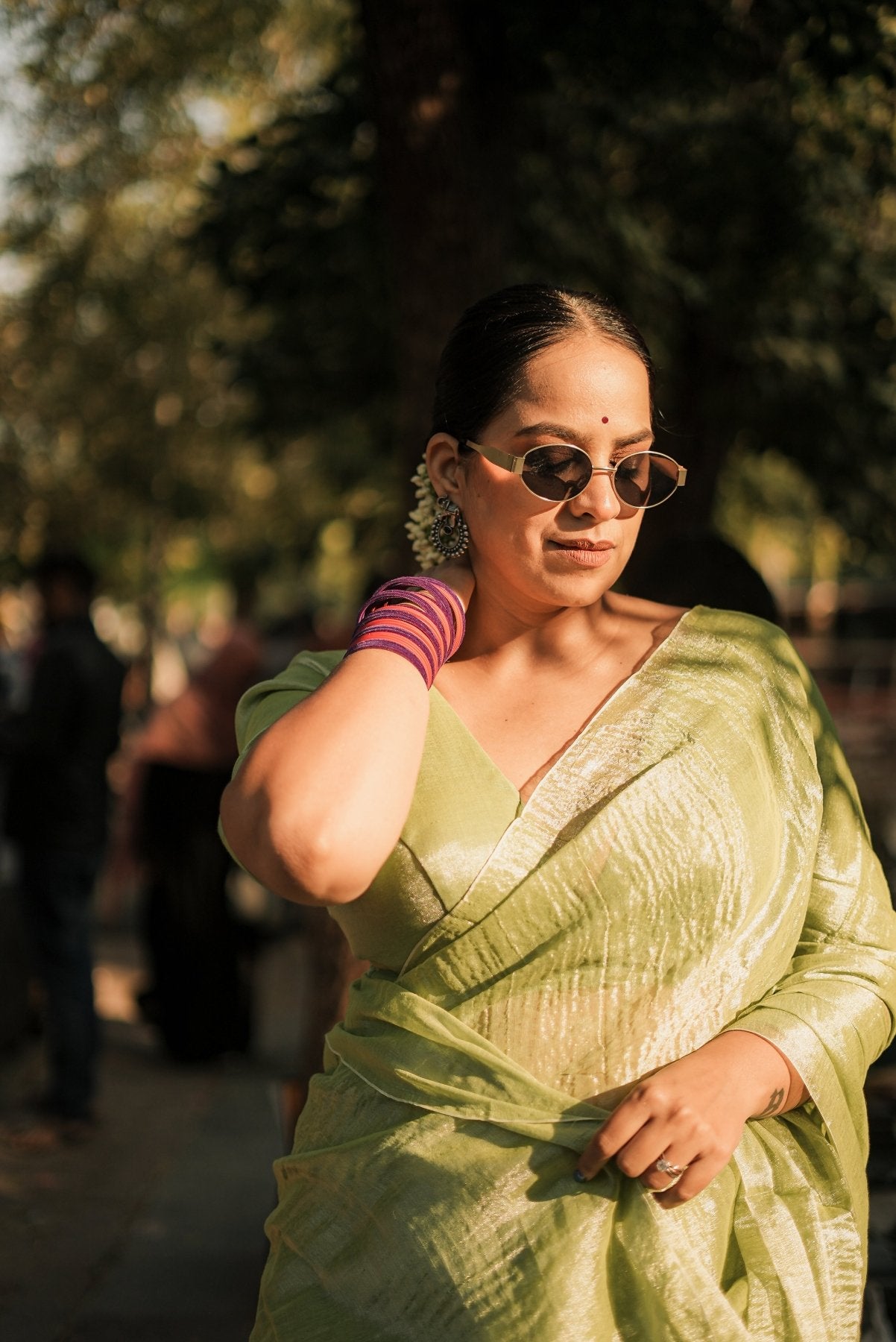 Mint Molten Saree - Eternity by Sakshi