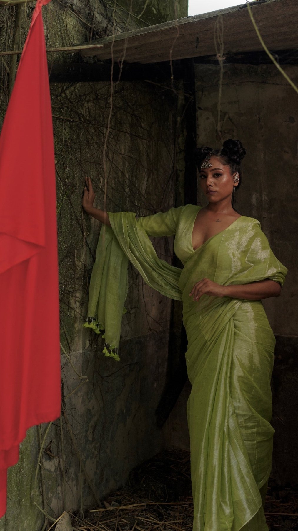 Mint Molten Saree - Eternity by Sakshi