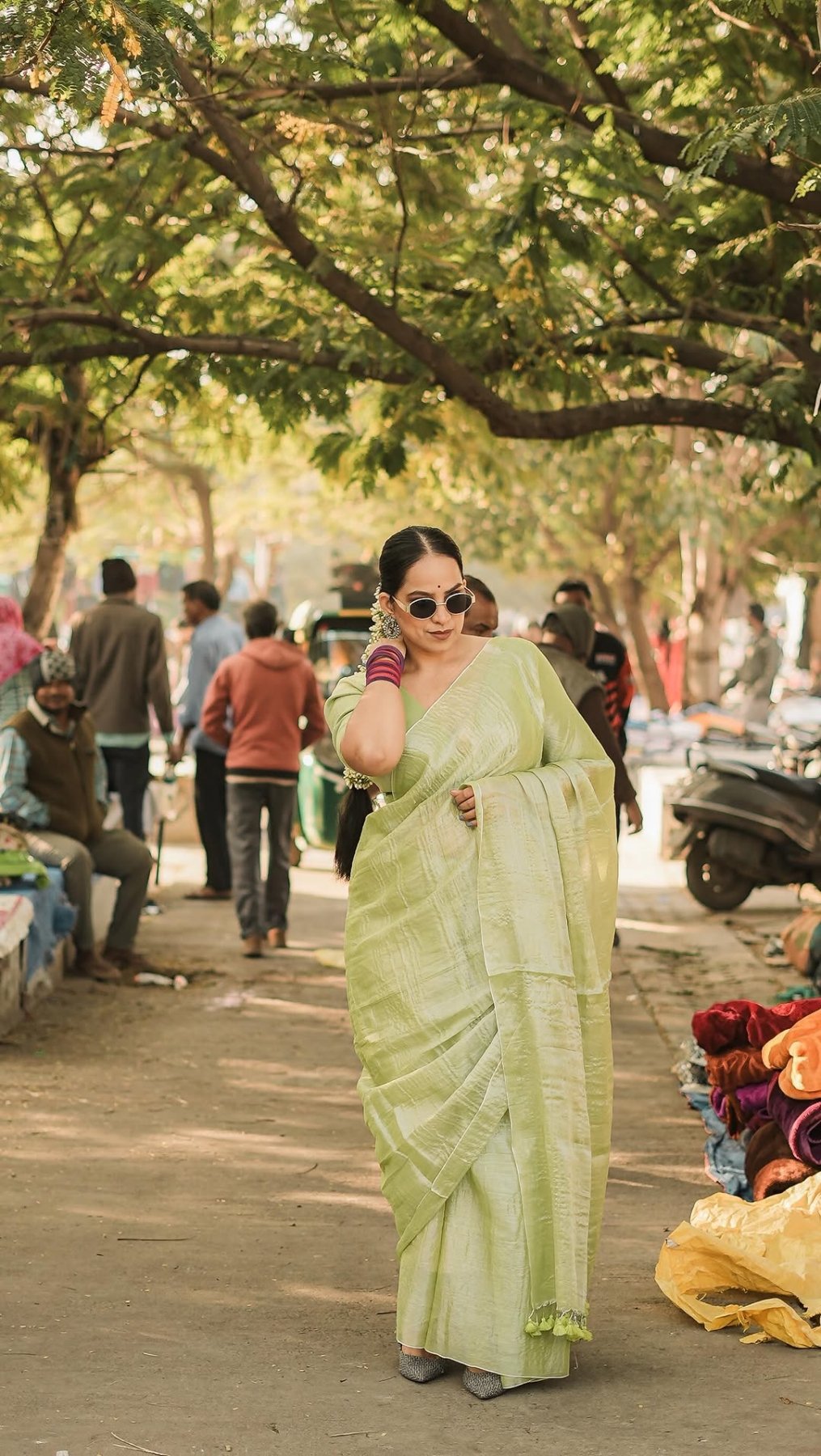 Mint Molten Saree - Eternity by Sakshi