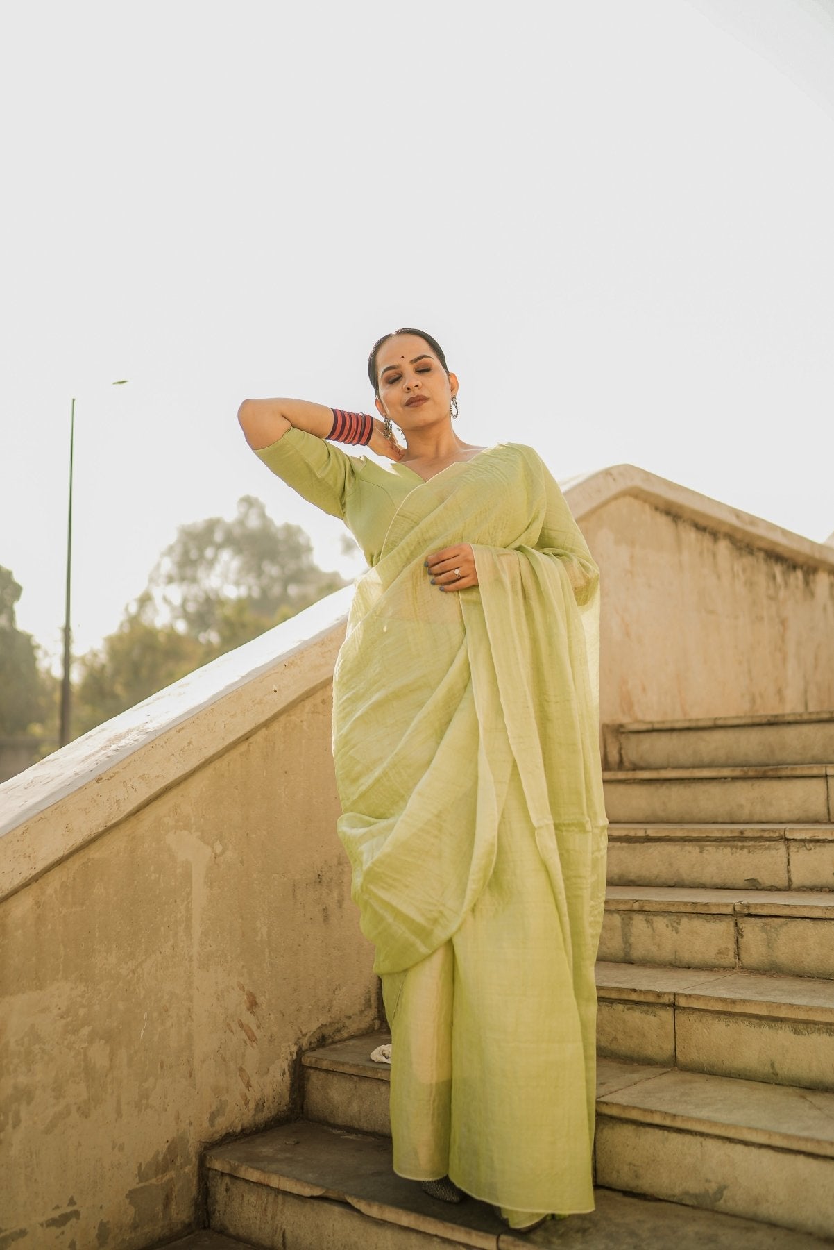 Mint Molten Saree - Eternity by Sakshi