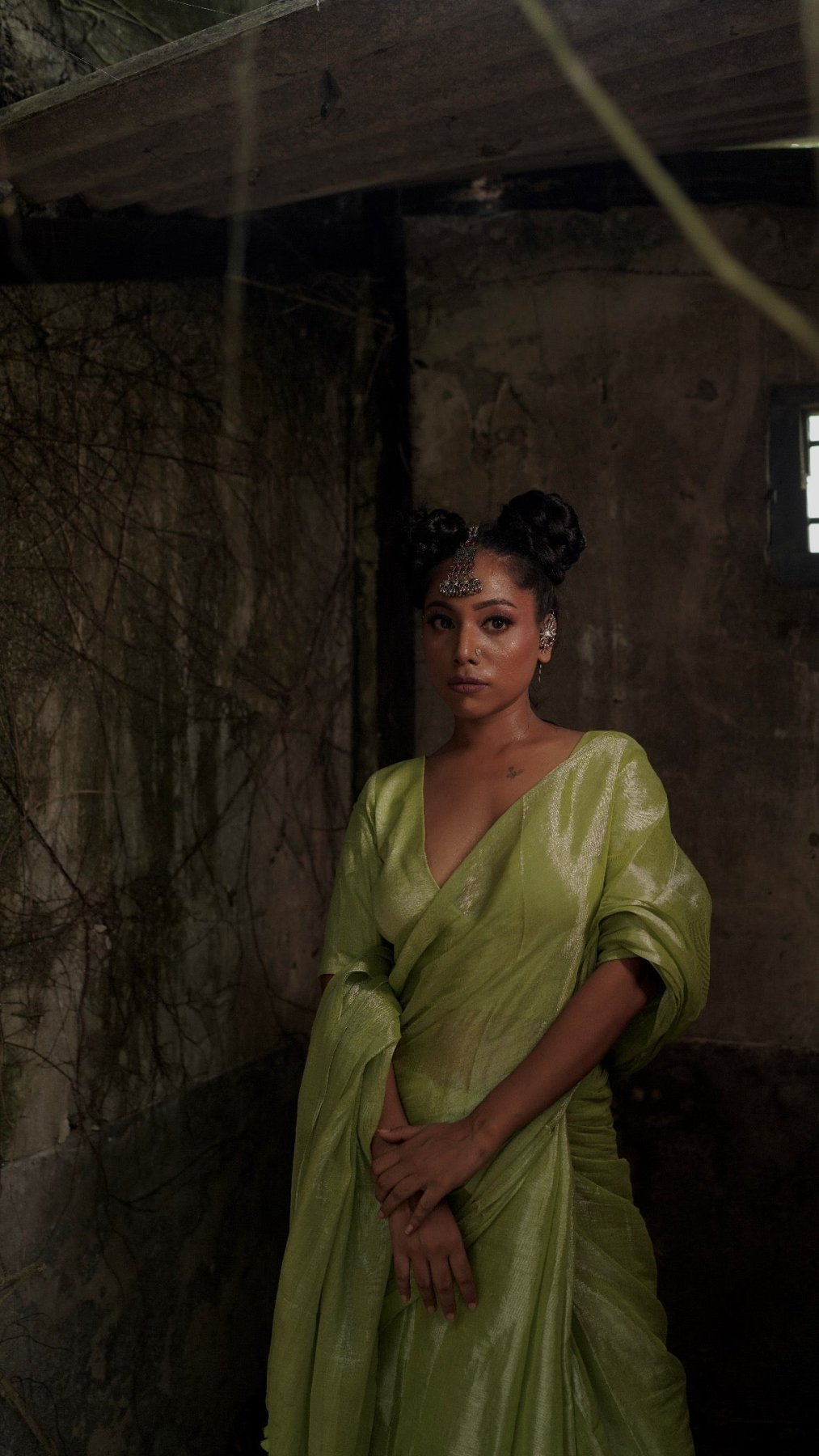 Mint Molten Saree - Eternity by Sakshi