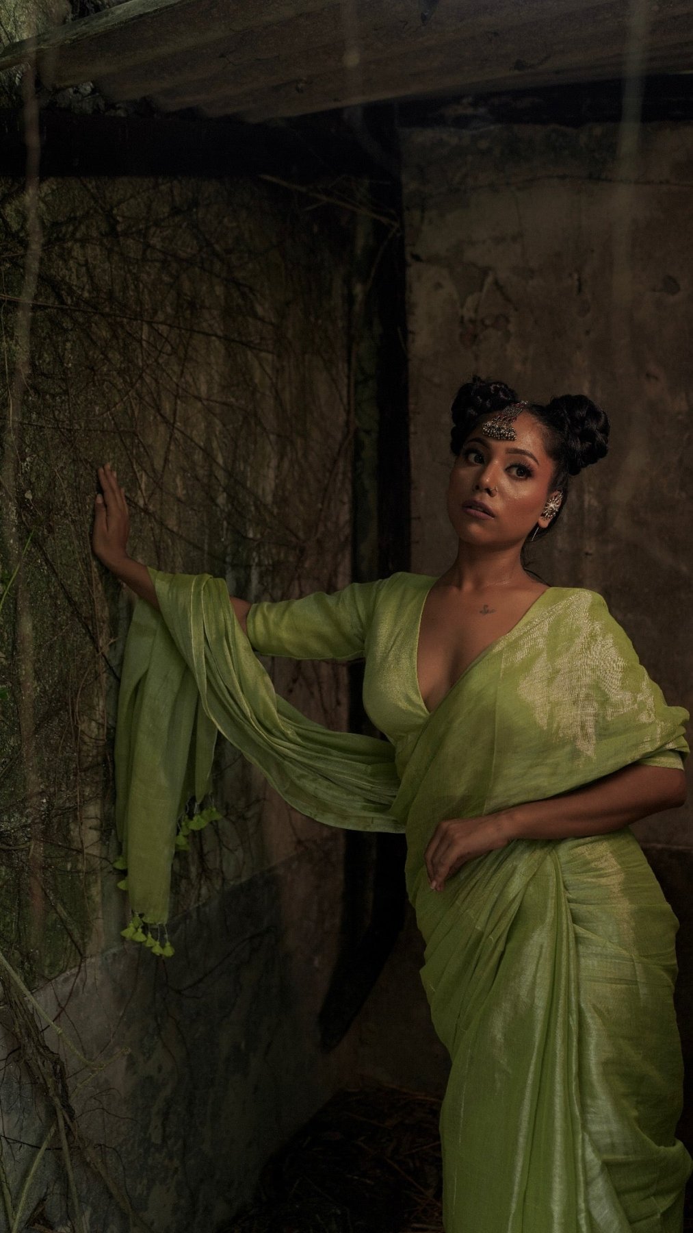 Mint Molten Saree - Eternity by Sakshi