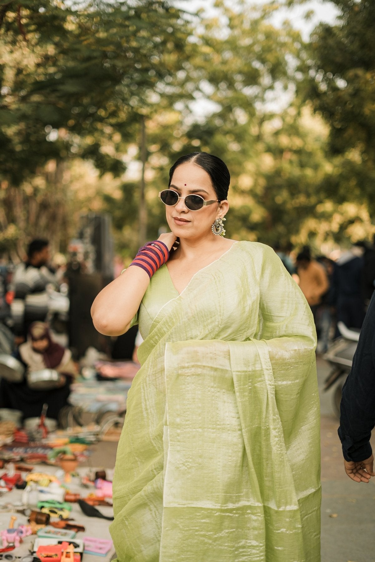 Mint Molten Saree - Eternity by Sakshi