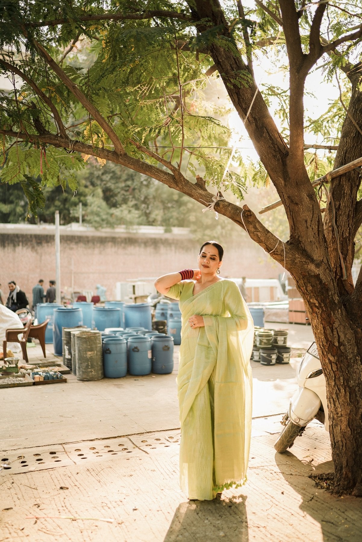 Mint Molten Saree - Eternity by Sakshi