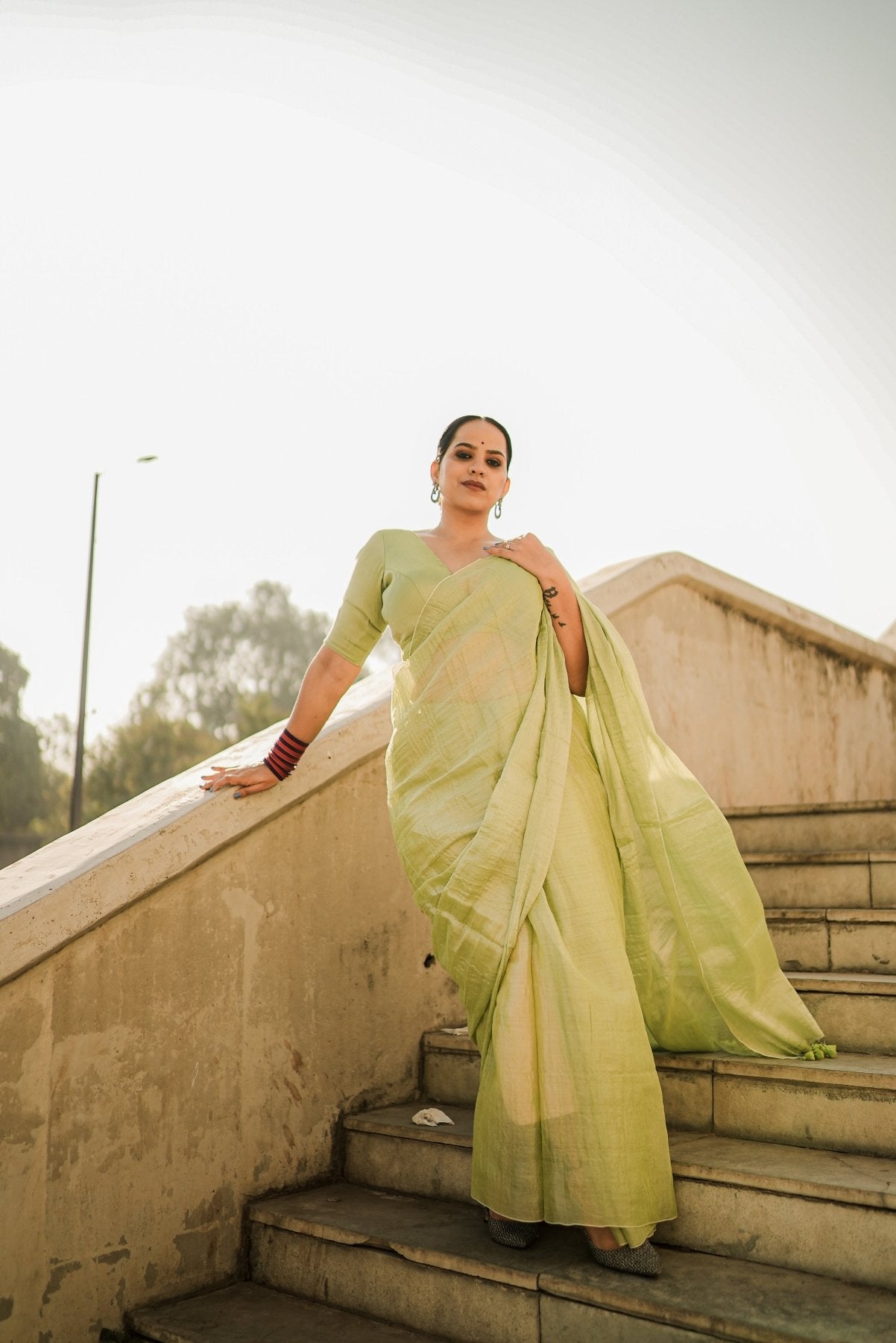 Mint Molten Saree - Eternity by Sakshi