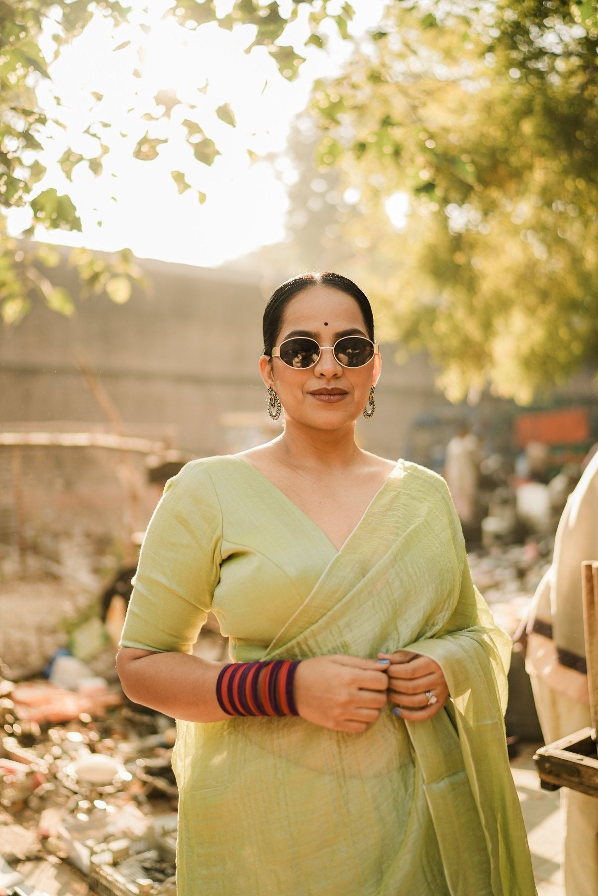 Mint Molten Saree - Eternity by Sakshi