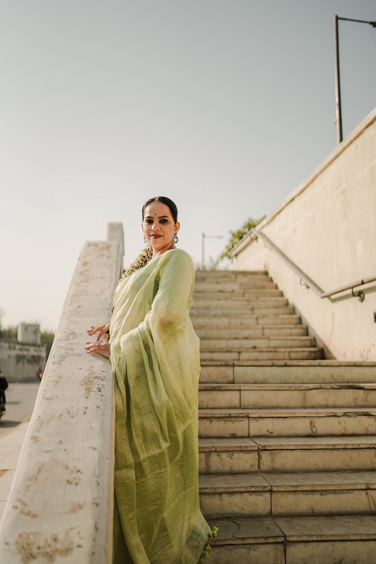 Mint Molten Saree - Eternity by Sakshi