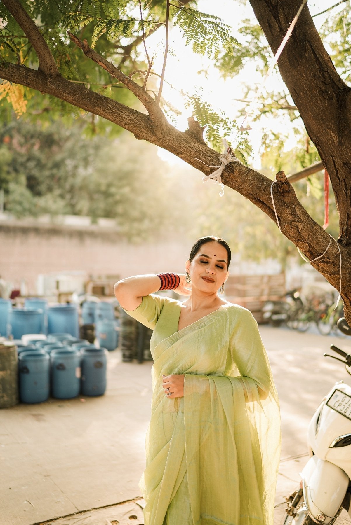 Mint Molten Saree - Eternity by Sakshi