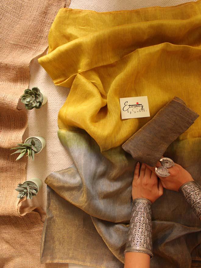 Molten Linen Saree - Eternity by Sakshi