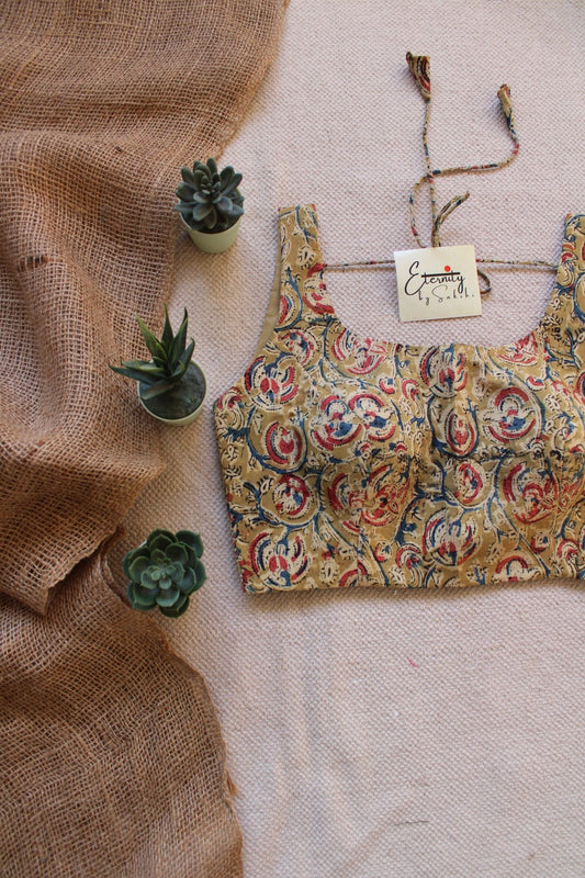 Mustard Kalamkari Blouse - Eternity by Sakshi