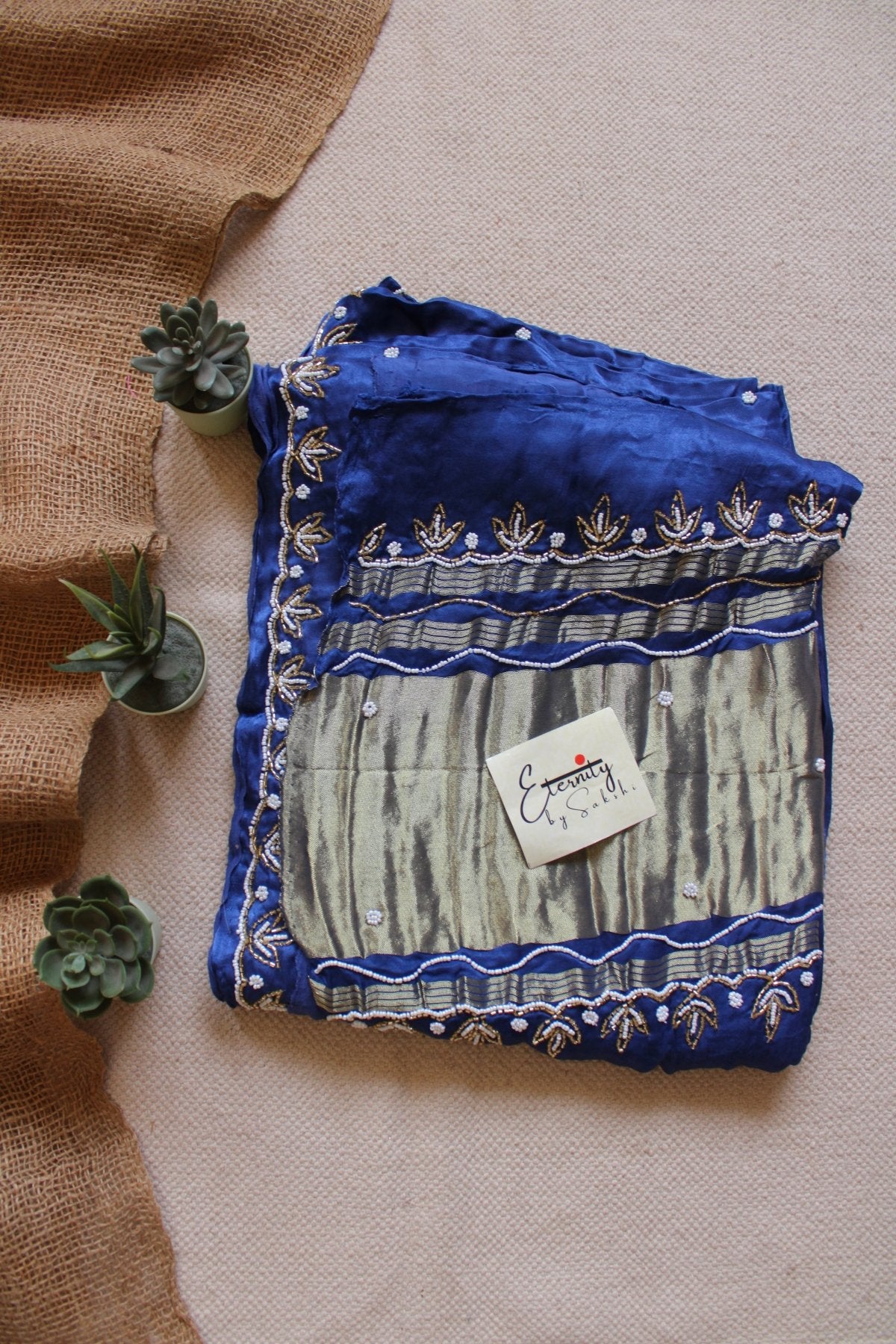 Navy Blue Modal Handwork Saree - Eternity by Sakshi