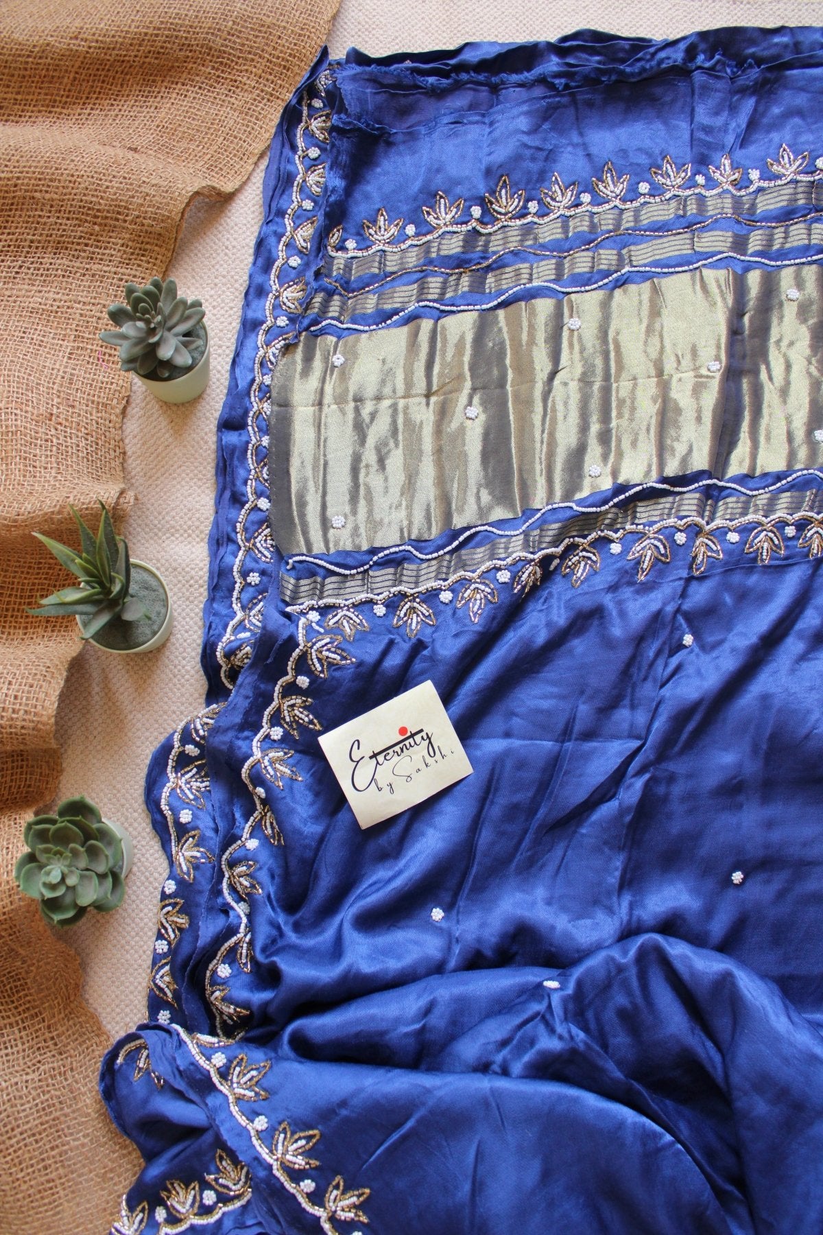 Navy Blue Modal Handwork Saree - Eternity by Sakshi