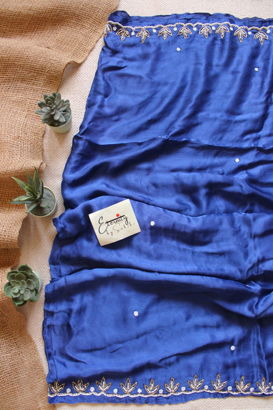 Navy Blue Modal Handwork Saree - Eternity by Sakshi