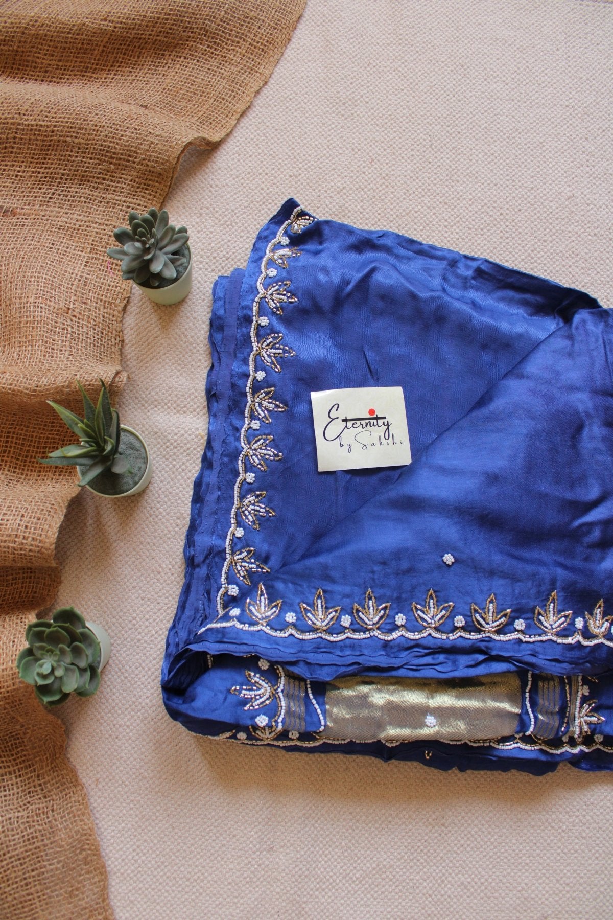 Navy Blue Modal Handwork Saree - Eternity by Sakshi