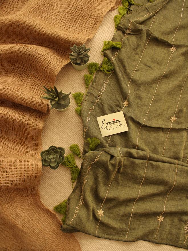 Olive Green Noor Saree - Eternity by Sakshi