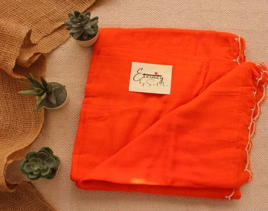 Orange Pearl Saree + Pearl Blouse Combo - Eternity by Sakshi