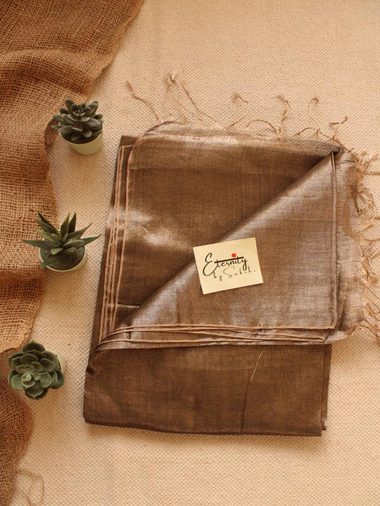 Padma Metallic Saree + Maroon Cutout Stretchable Blouse Combo - Eternity by Sakshi