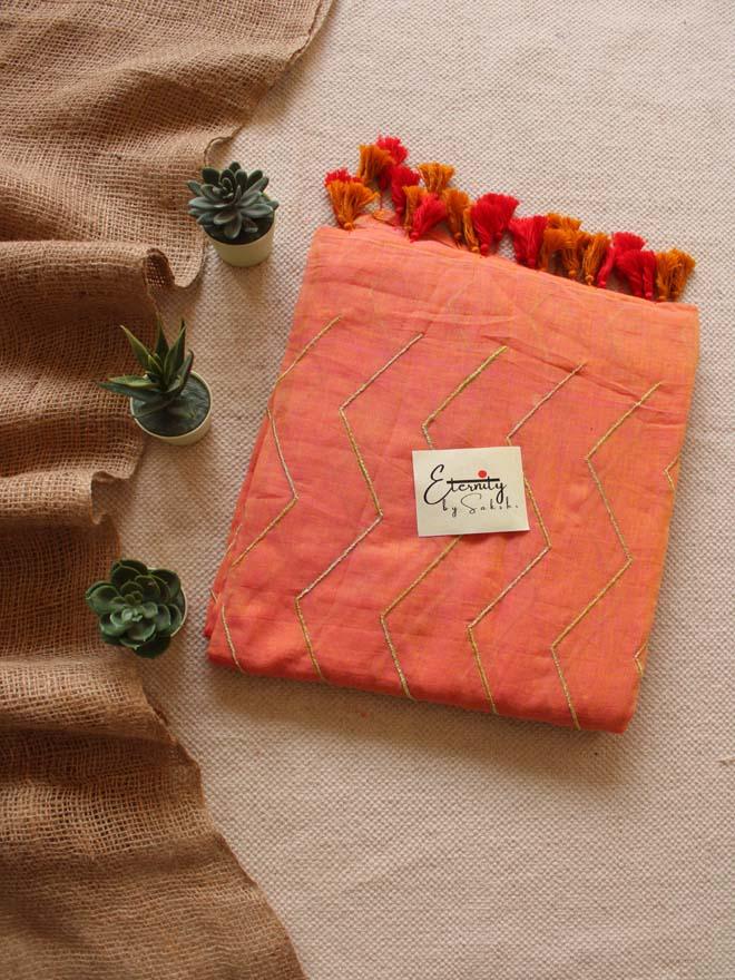 Peach Meena Saree - Eternity by Sakshi