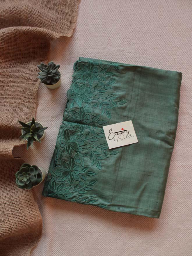 Pearl Green Tussar Saree - Eternity by Sakshi