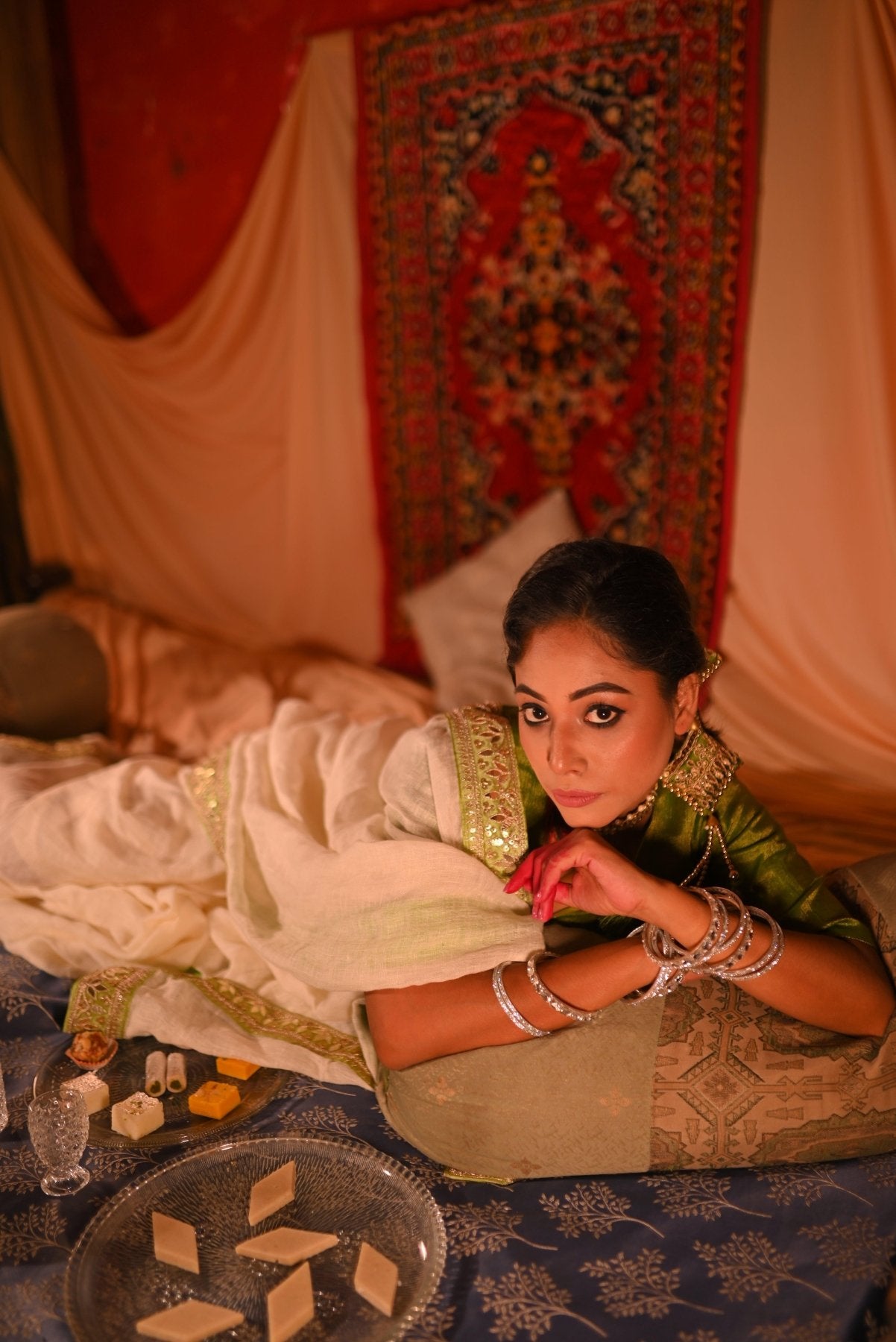 Pearl Lime Linen Saree - Eternity by Sakshi
