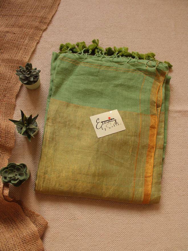 Pista Raina Linen Saree - Eternity by Sakshi