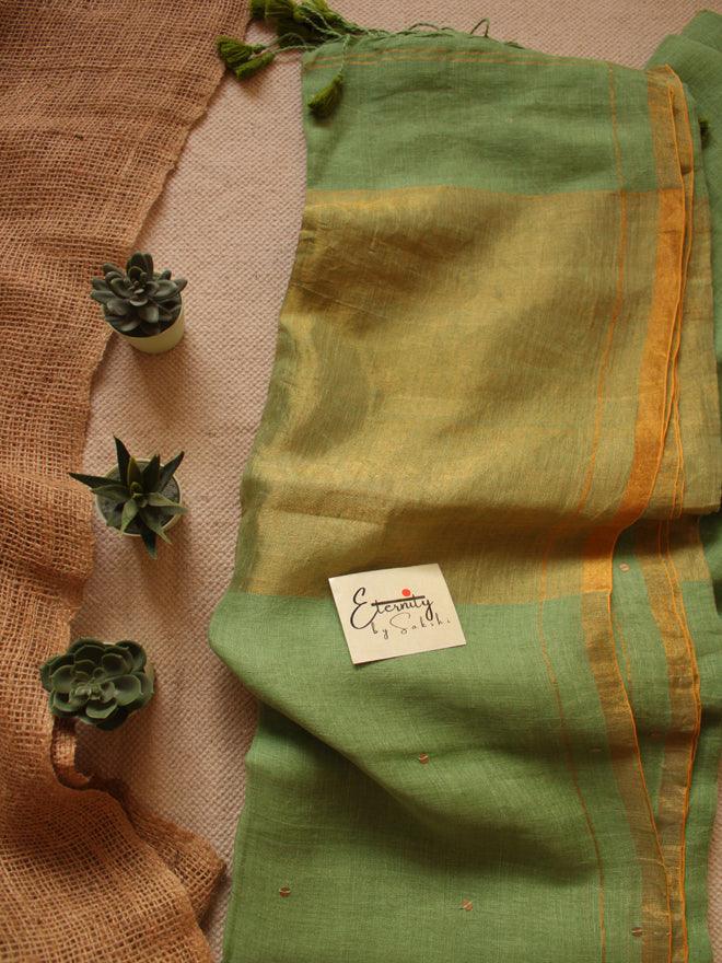 Pista Raina Linen Saree - Eternity by Sakshi