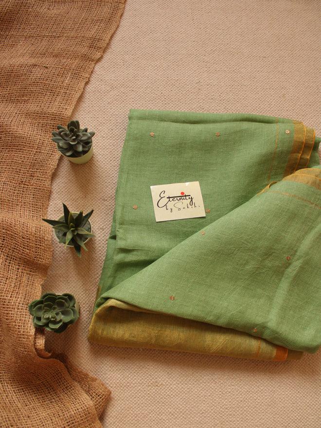 Pista Raina Linen Saree - Eternity by Sakshi