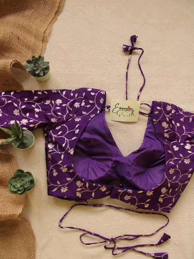 Purple + Yellow (Brocade) (Combo Blouse) - Eternity by Sakshi