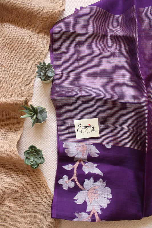Purple Muslin Silk Saree - Eternity by Sakshi