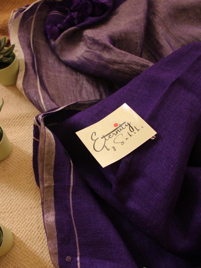 Purple Raina Linen Saree - Eternity by Sakshi