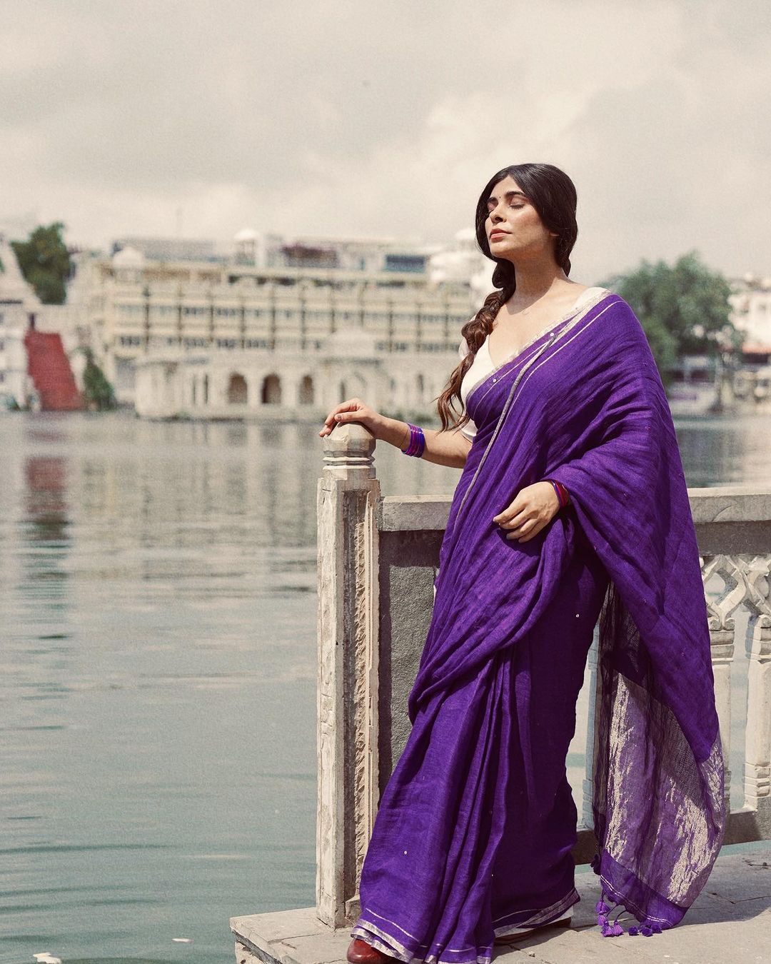 Purple Raina Linen Saree - Eternity by Sakshi