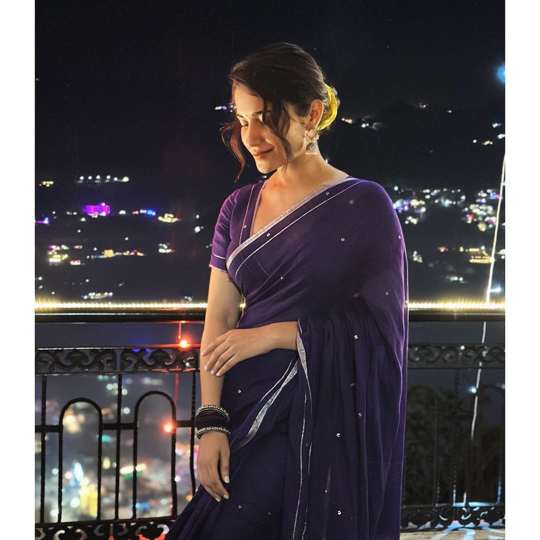 Purple Raina Linen Saree - Eternity by Sakshi