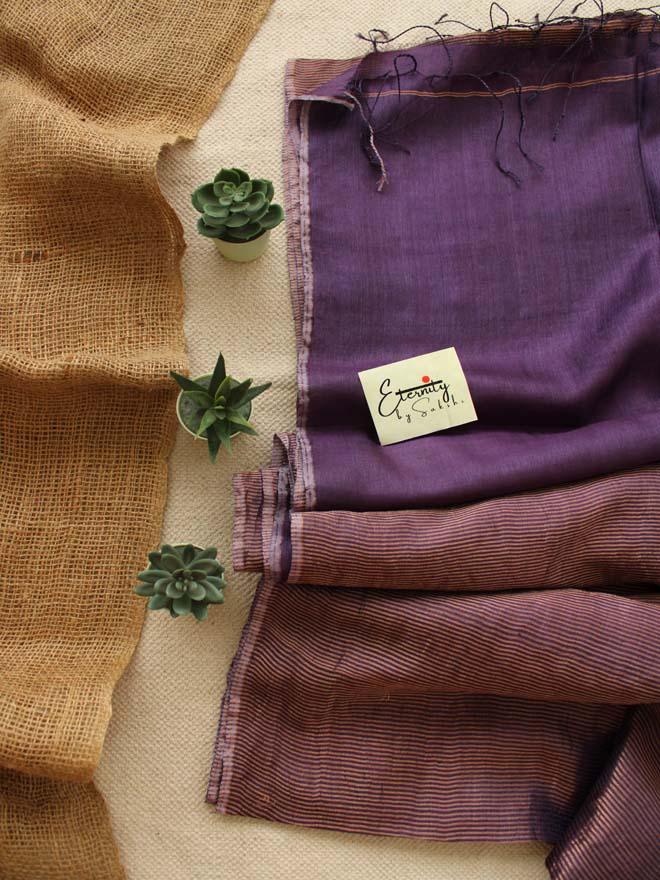 Purple Stripes Tussar Saree - Eternity by Sakshi
