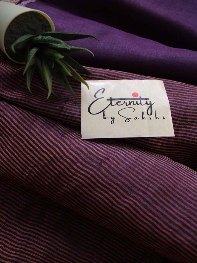 Purple Stripes Tussar Saree - Eternity by Sakshi