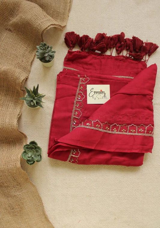 Scarlet Noor Saree + Butterscotch Blouse Combo - Eternity by Sakshi
