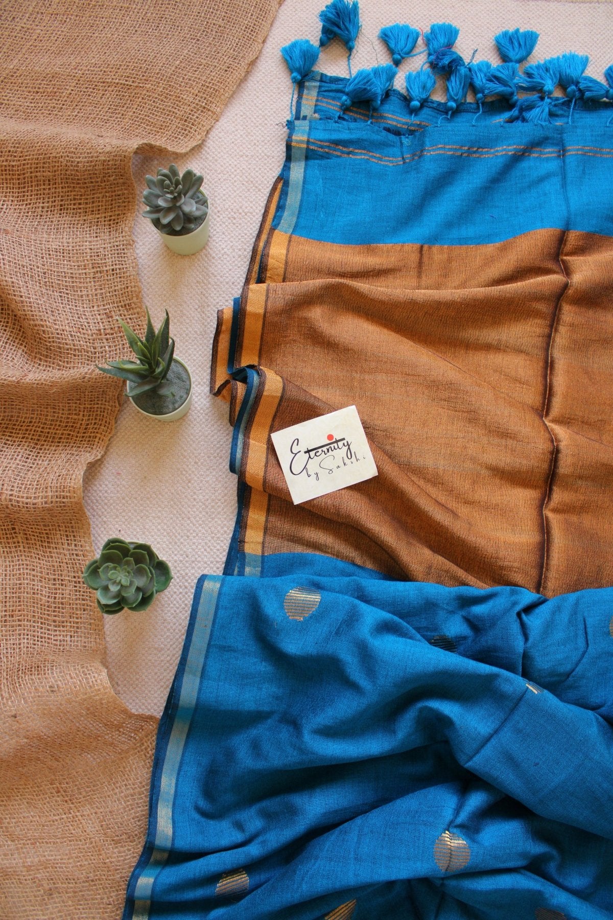 Sea Blue Polka Saree - Eternity by Sakshi