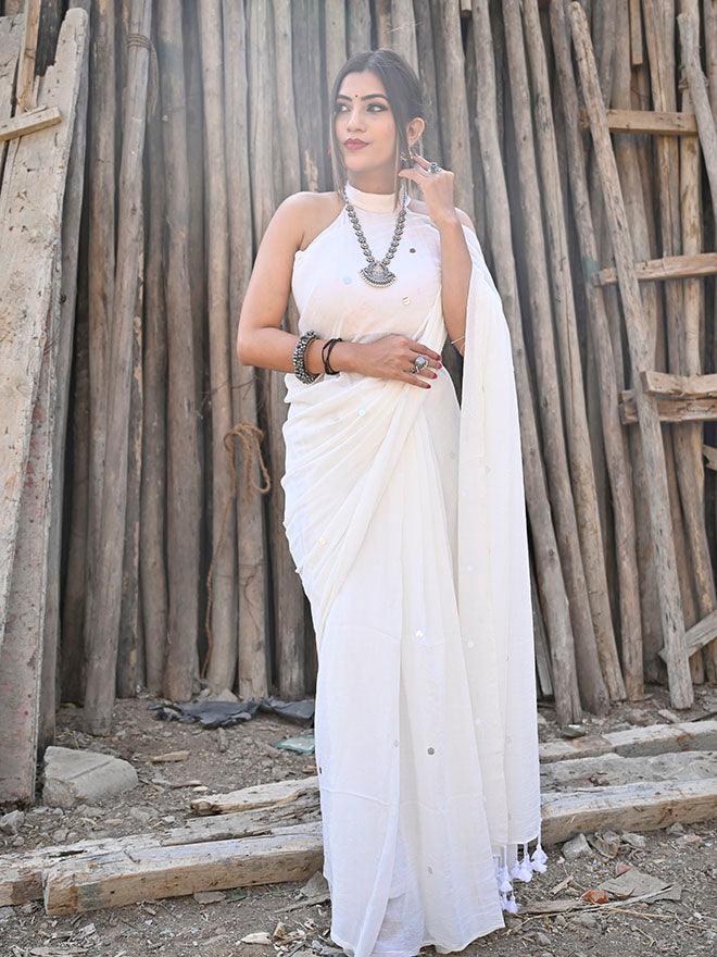 SNOW WHITE SAREE - Eternity by Sakshi